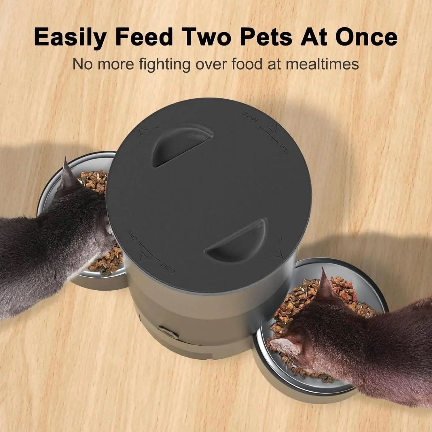 Eotvia Automatic Cat Feeder, Wifi Smart Food Dispenser with APP Control for Remote Feeding with 10S Dining Voice Record, Dual Power Supply, Timed Pet Feeder Programmable 1-10 Meals, 3L, Black