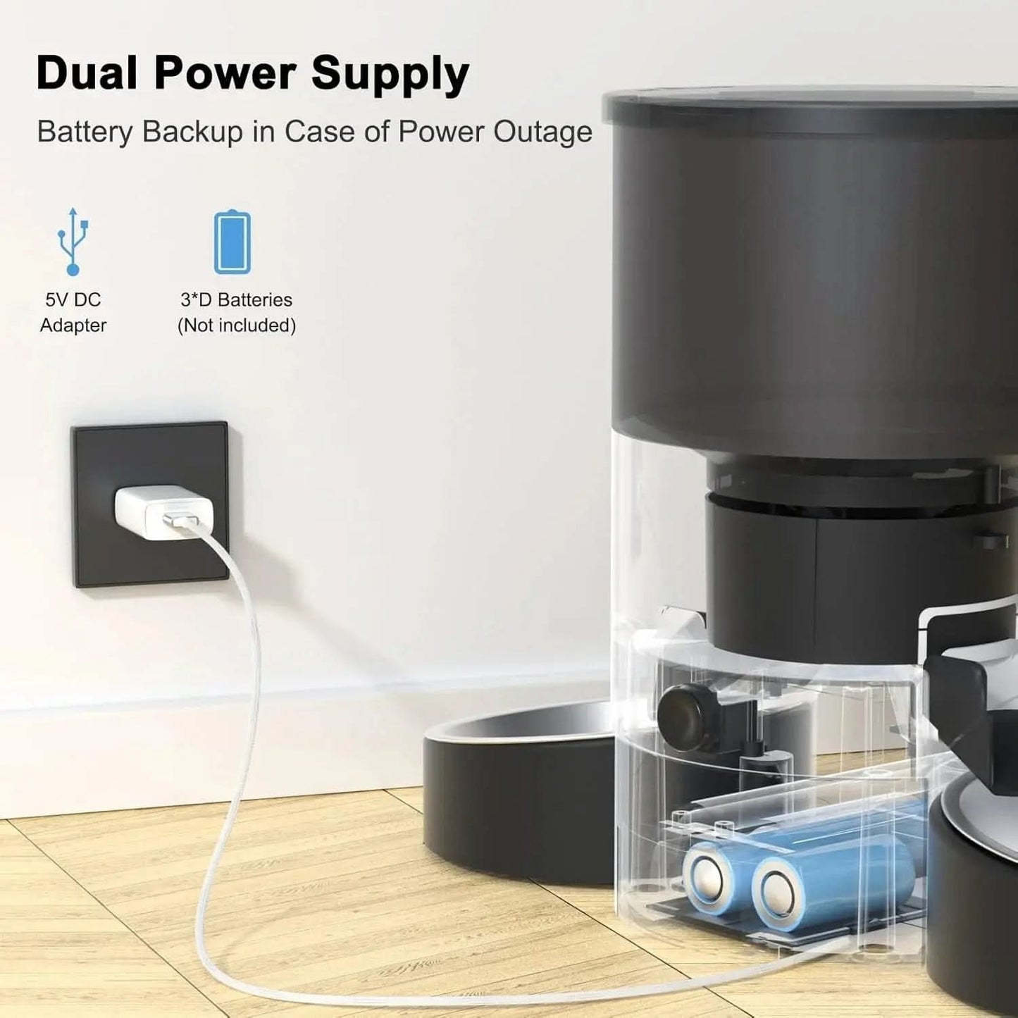 Eotvia Automatic Cat Feeder, Wifi Smart Food Dispenser with APP Control for Remote Feeding with 10S Dining Voice Record, Dual Power Supply, Timed Pet Feeder Programmable 1-10 Meals, 3L, Black