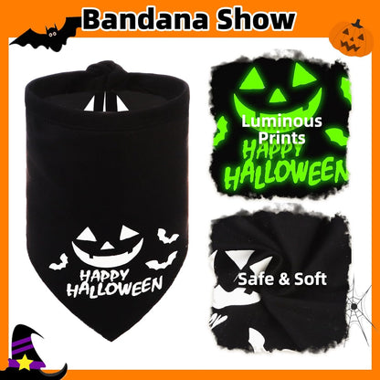 Halloween Dog Bandanas with Adorable Wizard Hat and Pumpkin Design - Costumes and Decorations for Small to Large Dogs