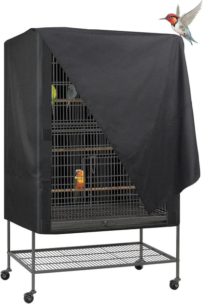 Universal Pet Cage Cover for Cats, Birds, and Small Animals - Good Night Series (Black, Large)