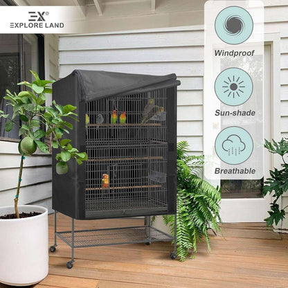 Universal Pet Cage Cover for Cats, Birds, and Small Animals - Good Night Series (Black, Large)