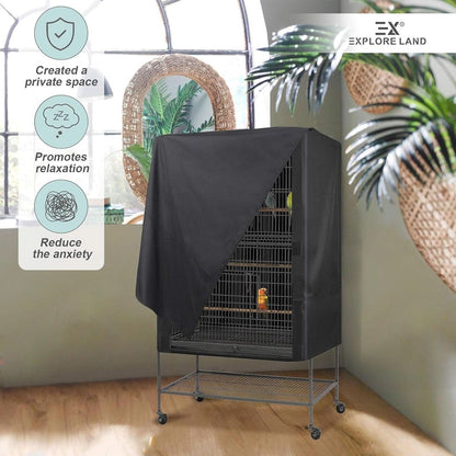 Universal Pet Cage Cover for Cats, Birds, and Small Animals - Good Night Series (Black, Large)