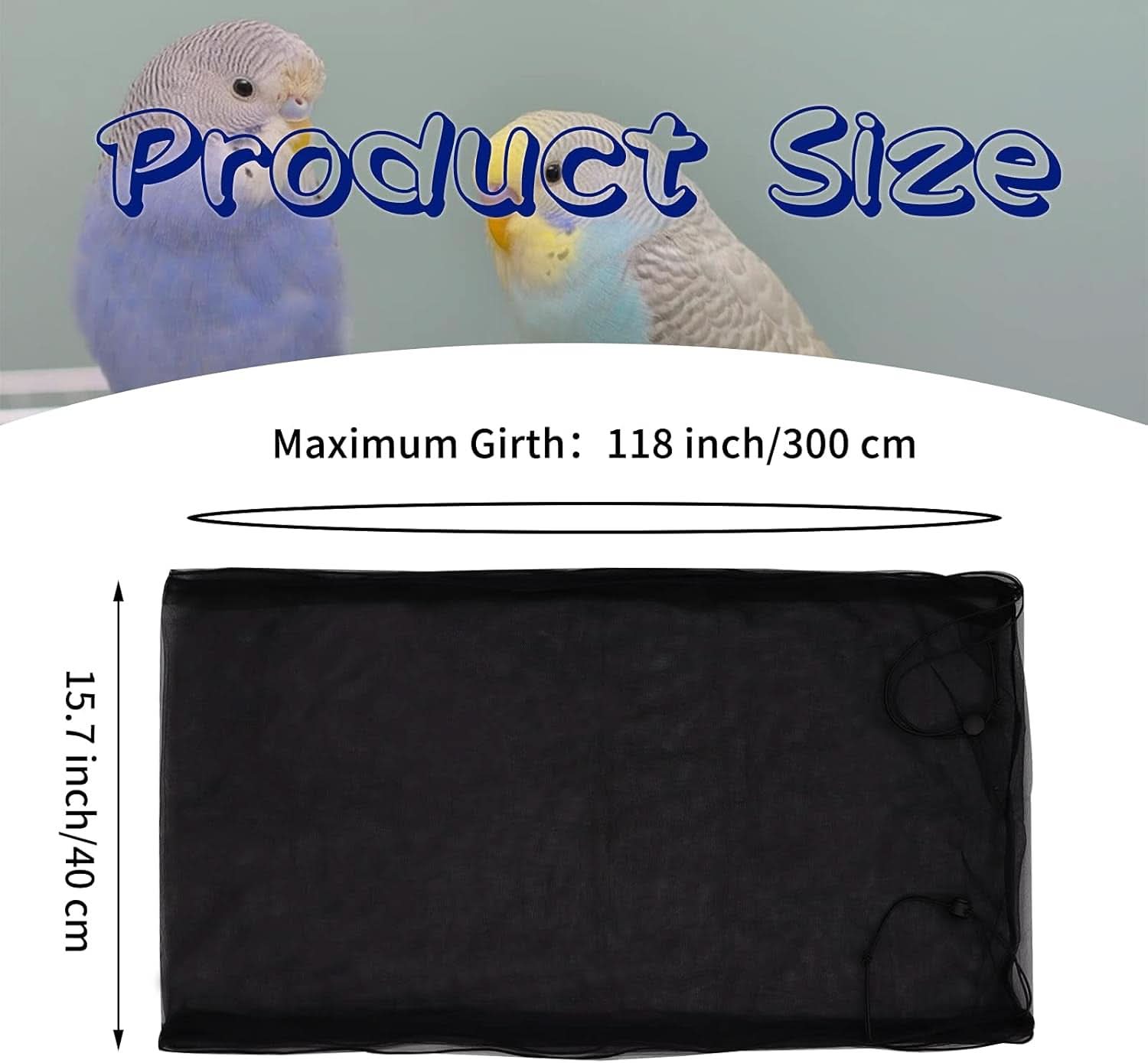 Premium Bird Cage Cover and Seed Catcher, Adjustable Soft Nylon Mesh Skirt for Parrots, Parakeets, Macaws, and Round or Square Cages (Black)