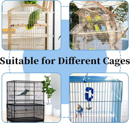 Premium Bird Cage Cover and Seed Catcher, Adjustable Soft Nylon Mesh Skirt for Parrots, Parakeets, Macaws, and Round or Square Cages (Black)