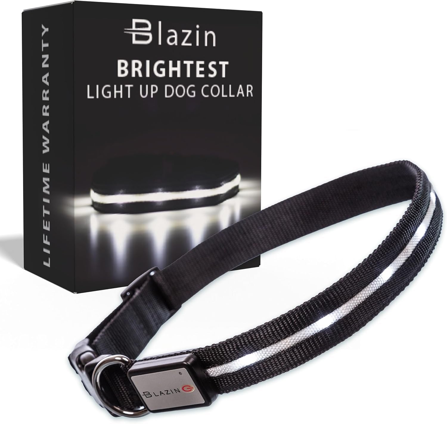 LED Dog Collar - Original Rechargeable Waterproof Design with 1,000 Feet Visibility - Suitable for Small, Medium, and Large Dogs - US Brand