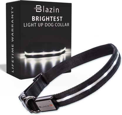 LED Dog Collar - Original Rechargeable Waterproof Design with 1,000 Feet Visibility - Suitable for Small, Medium, and Large Dogs - US Brand
