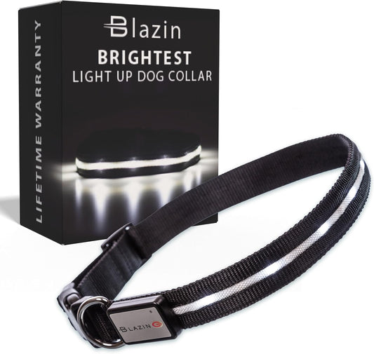 LED Dog Collar - Original Rechargeable Waterproof Design with 1,000 Feet Visibility - Suitable for Small, Medium, and Large Dogs - US Brand