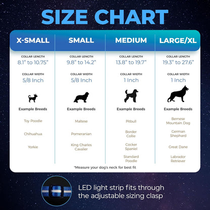 LED Dog Collar - Original Rechargeable Waterproof Design with 1,000 Feet Visibility - Suitable for Small, Medium, and Large Dogs - US Brand