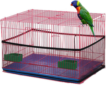 Bird Cage Seed Catcher - Airy Gauze Dust-Proof Cover for Universal Birdcages, Nylon Mesh Net with Stretchy Skirt, XL Size, Black