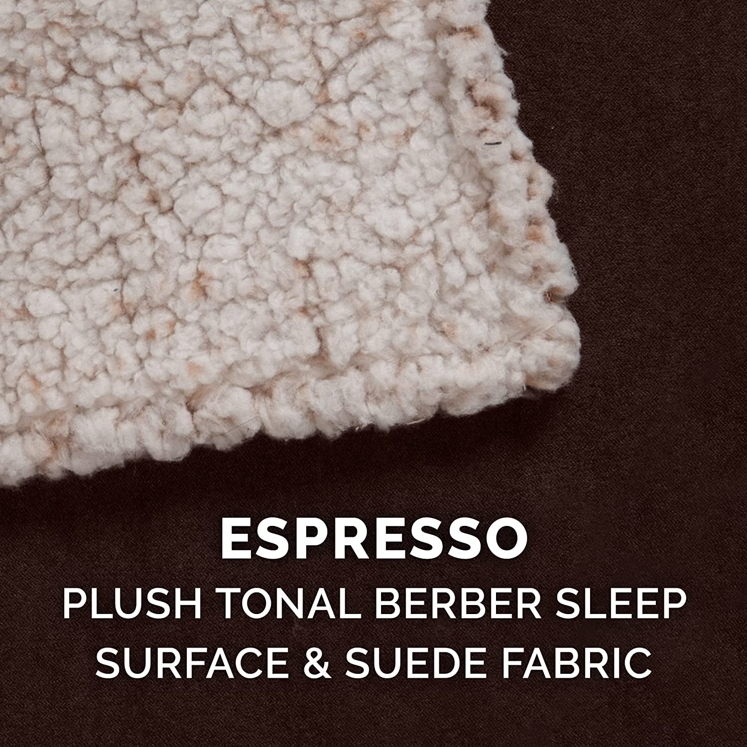 Large Medium Dog Cooling Gel Bed with Removable Washable Cover for Dogs up to 55 lbs - Berber & Suede Top Mattress - Espresso