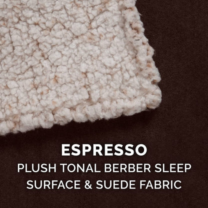 Large Medium Dog Cooling Gel Bed with Removable Washable Cover for Dogs up to 55 lbs - Berber & Suede Top Mattress - Espresso