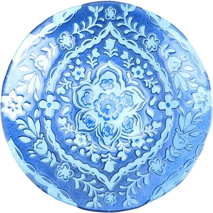 Outdoor Glass Birdbath with Metal Stand for Garden and Lawn Decoration, 18” Diameter / 21.65” Height
