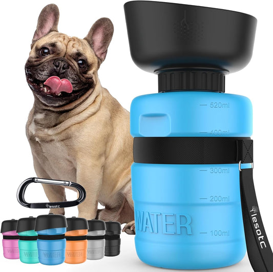 Portable Dog Water Bottle with Integrated Bowl, Leak-Proof Travel Dispenser for Outdoor Activities and Pet Essentials