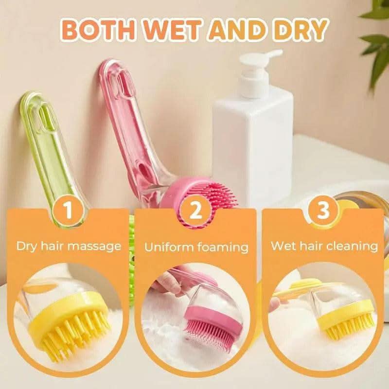 Pet Bath Brush 2 in 1 Dog Bath Brush with Built-In Shampoo Dispenser Multi-Functional Dog Bath Brush for Long & Short Haired Dogs Cats Shower