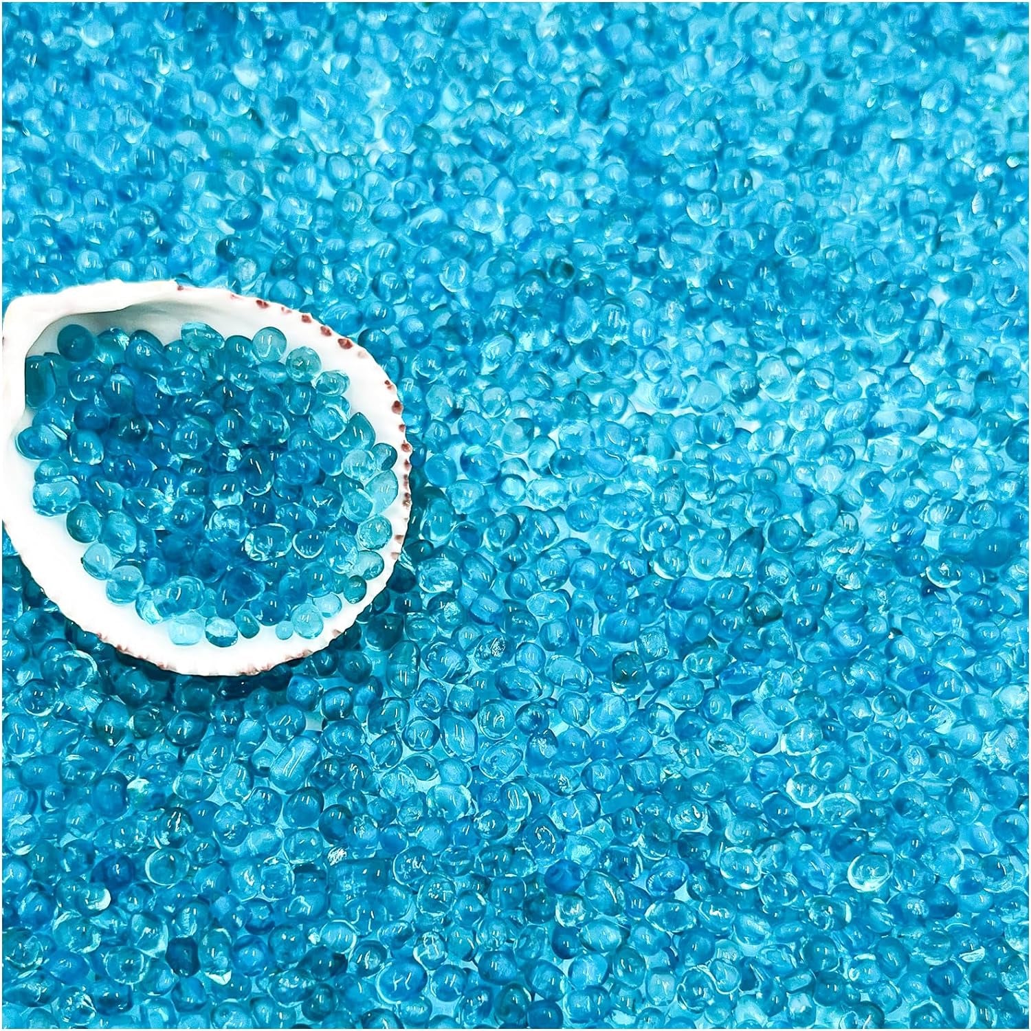 2.2 Lbs Polished Smooth Aquarium Substrate Gravel - Vibrant Blue Sea Glass Decorative Stones for Fish Tanks, Vases, Fairy Gardens, and Potted Plants