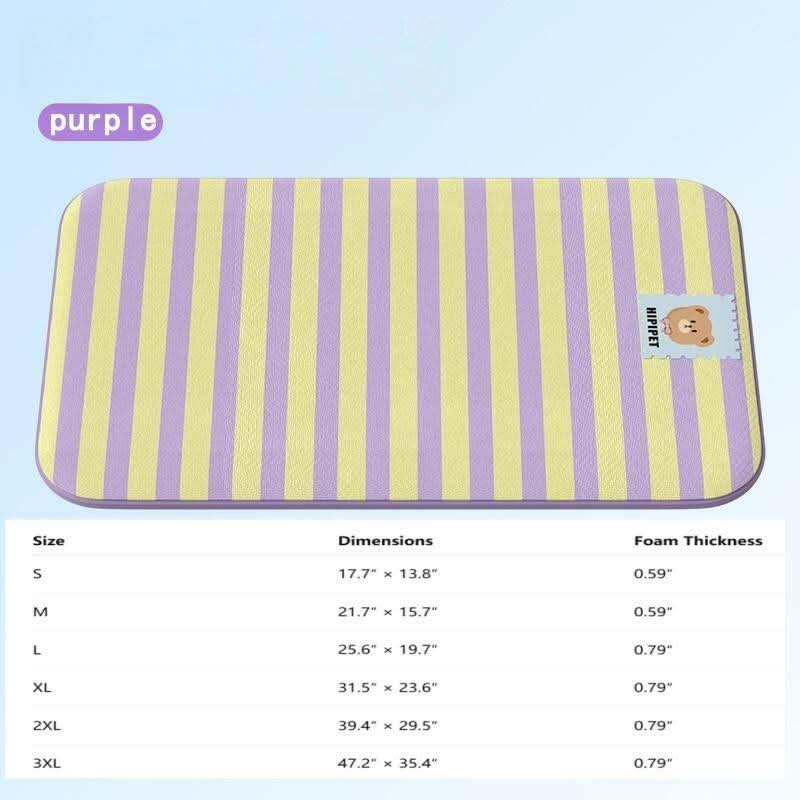 Keep Your Pets Cool with the Hipipet Stripe-Design Cooling Pad – Cozy 3-Layer Pet Bed with Non-Slip Base for Summer Heat Relief!