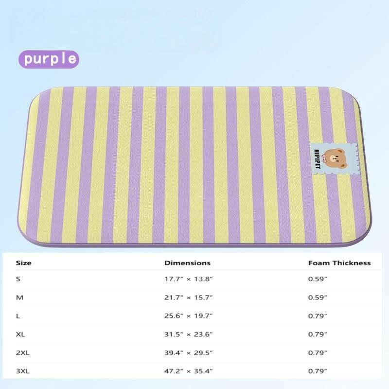 Keep Your Pets Cool with the Hipipet Stripe-Design Cooling Pad – Cozy 3-Layer Pet Bed with Non-Slip Base for Summer Heat Relief!