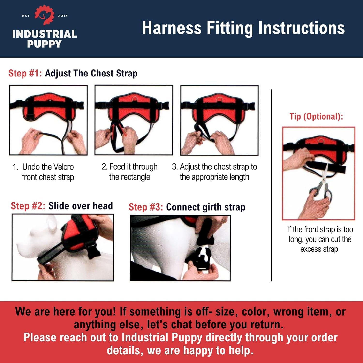 Service Dog Training Vest with Adjustable Hook and Loop Straps and Handle - Available in Sizes XXS to XXL - Features Reflective Patch and Comfortable Mesh Design