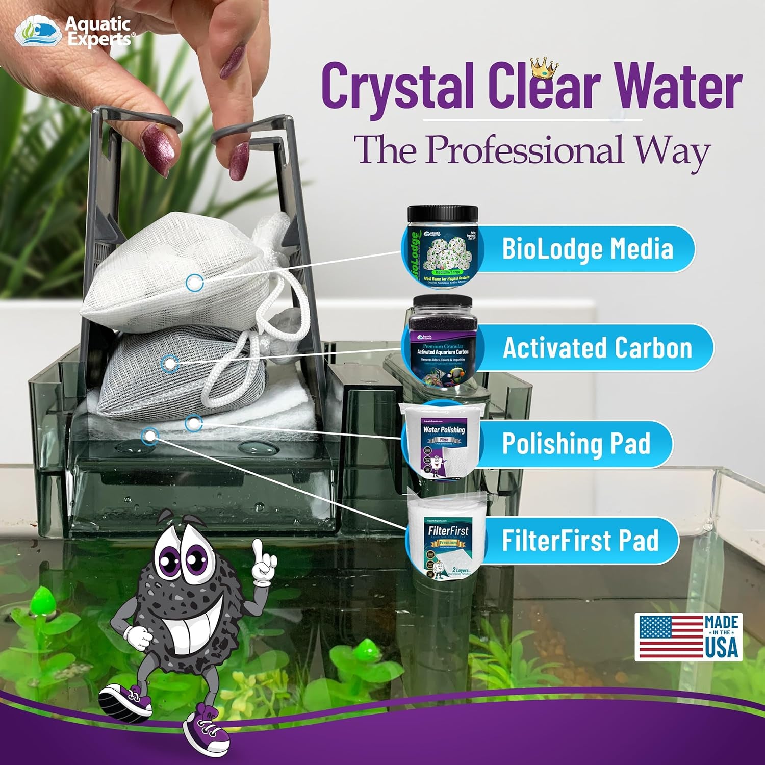 Premium Activated Carbon for Aquariums - Granulated Charcoal Filter Media (3 lbs with Fine Mesh Bag)