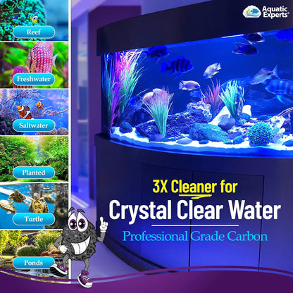Premium Activated Carbon for Aquariums - Granulated Charcoal Filter Media (3 lbs with Fine Mesh Bag)