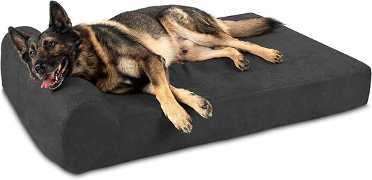 Barker Beds Extra Large Orthopedic Dog Bed with 7" Thick Cushion - Charcoal Microsuede Cover - Durable and Washable - Made in the USA