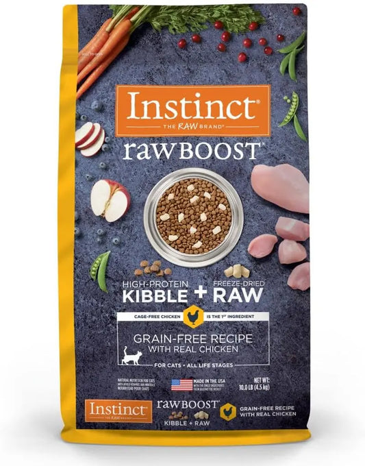 Raw Boost High-Protein Grain-Free Dry Cat Food with Freeze-Dried Chicken Pieces, 10 lb Bag