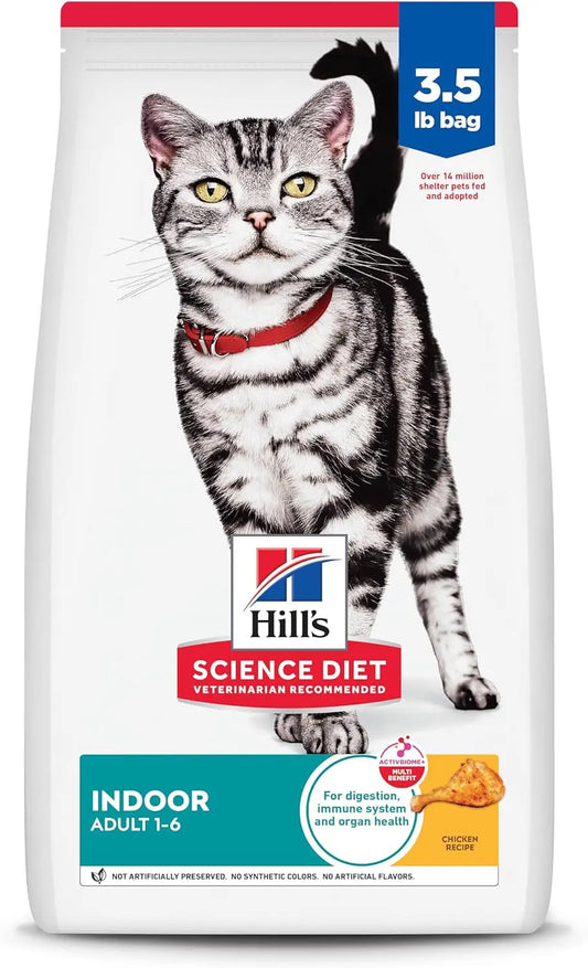 Indoor Adult Dry Cat Food, Chicken Recipe, 3.5 lb Bag - Easy Litter Box Cleanup for Cats Aged 1-6