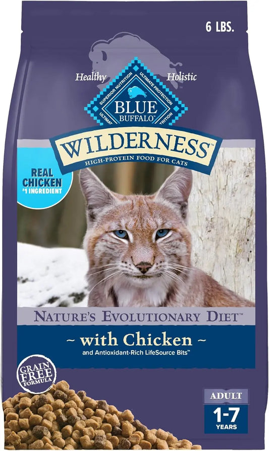 Wilderness High-Protein Grain-Free Dry Cat Food for Adults, Chicken, 6 lb Bag
