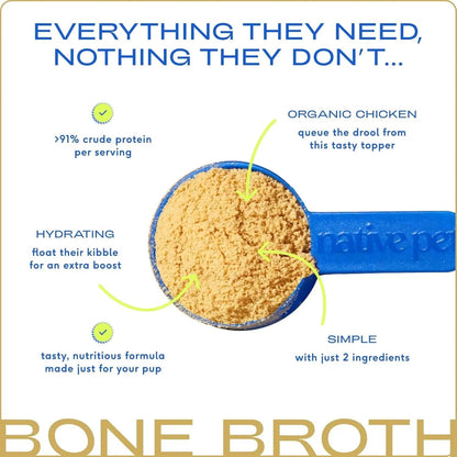Chicken Bone Broth Powder for Dogs and Cats - Nutritional Food Topper for Picky Eaters - Supports Joint Strength, Immune Function, and Heart Health - 96 Servings