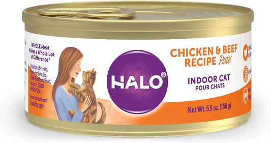 Indoor Cat Chicken & Beef Stew Wet Cat Food, 5.5 oz Can, Pack of 12