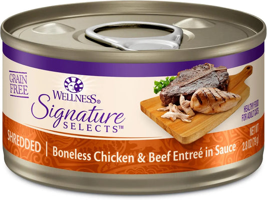CORE Signature Selects Shredded Adult Wet Cat Food, Natural Protein-Rich Grain-Free, 2.8 Ounce, 12-Pack (Chicken & Beef Entrée)