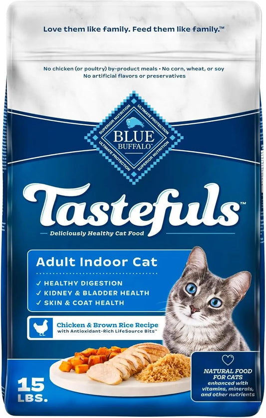 Tastefuls Natural Dry Cat Food for Adults, Chicken and Brown Rice Recipe, 15 lb Bag
