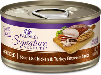 CORE Signature Selects Shredded Adult Wet Cat Food, Natural Protein-Rich Grain-Free, 2.8 Ounce, 12 Pack (Chicken & Turkey)
