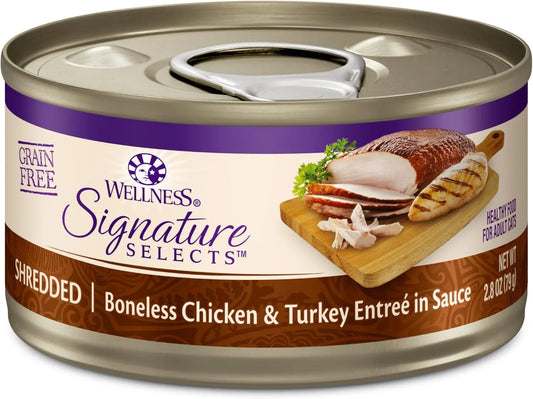 CORE Signature Selects Shredded Adult Wet Cat Food, Natural Protein-Rich Grain-Free, 2.8 Ounce, 12 Pack (Chicken & Turkey)