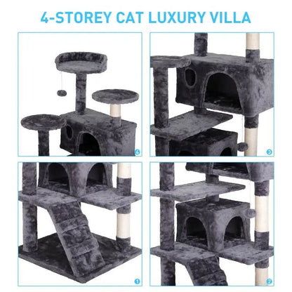 Segawe 55" H Cat Tree Condo with Plush Perches, Sisal Scratching Posts and 2 Hideaways