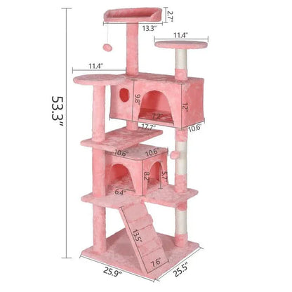 Segawe 55" H Cat Tree Condo with Plush Perches, Sisal Scratching Posts and 2 Hideaways