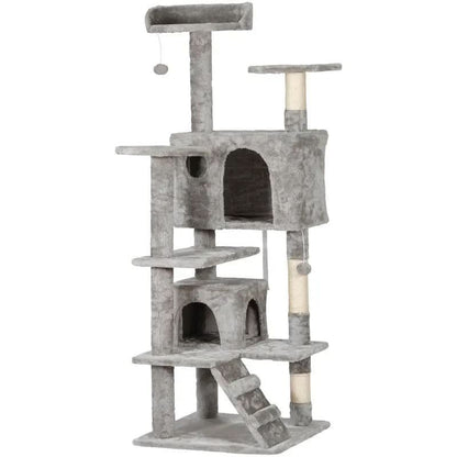 Segawe 55" H Cat Tree Condo with Plush Perches, Sisal Scratching Posts and 2 Hideaways