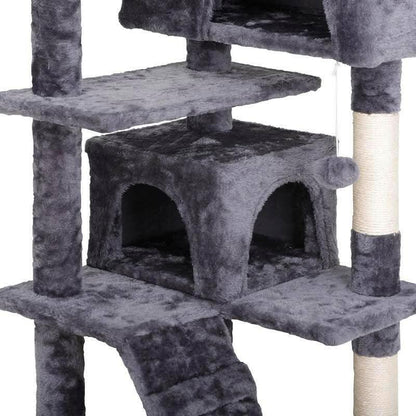 Segawe 55" Multi-Tier Cat Tree Condo with Plush Perches, Sisal Scratching Posts, and 2 Cozy Hideaways