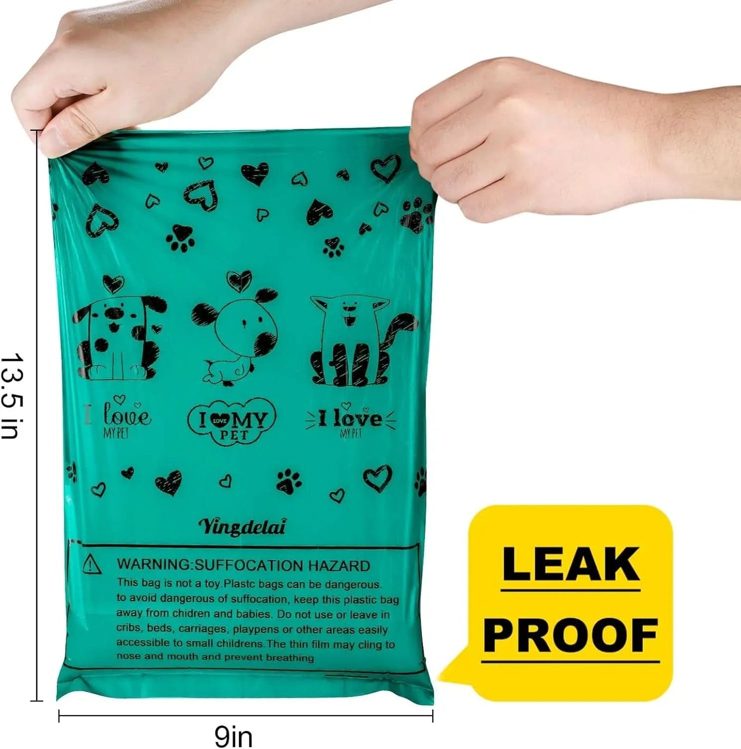 Dog Waste Bag Rolls - 540 Count Extra Thick, Leak-Proof Bags with Dispenser, Scented Dark Green for Dogs