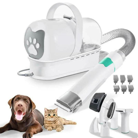 7-In-1 Pet Grooming Kit with Vacuum Function for Dogs Cats Low Noise Design Includes 6 Guide Combs for Precise Trimming