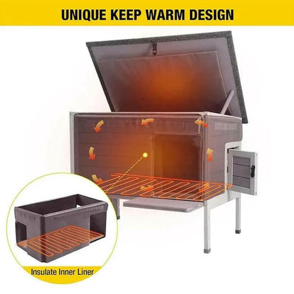 Aivituvin-Air91-In-Hp Wooden Heated Cat House with Adjustable Temperature Pad | Waterproof Roof| Outdoor Cat Shelter| Insulation