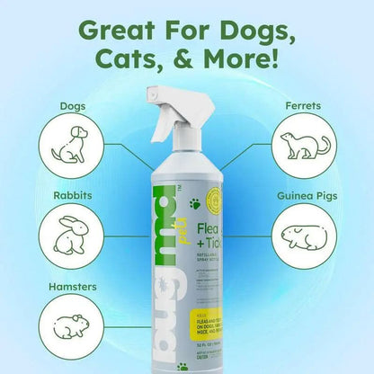 Bugmd Flea & Tick Concentrate (3.7 Oz, 2-Pack) – Plant-Based Formula for Pet Areas, Safe for Use around Dogs
