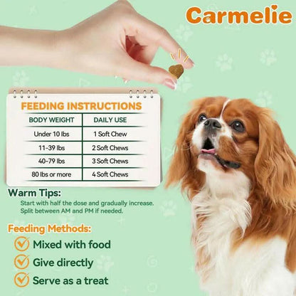 Carmelie Natural Flea & Tick Support for Dogs – 200 Chews, All Breeds & Sizes, Supports Healthy Skin & Coat with Omega-3, Puppy Flea Protection, Chicken Flavor Treats Poodle