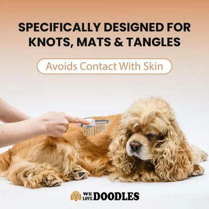 Dog Dematting Brush & Rake, Detangler Brush for Dogs, Comb Tool for Grooming, Best for Doodles, Poodles, Goldendoodles, Cats & Other Pets, Matted Fur Removal on Undercoat [We Love Doodles]