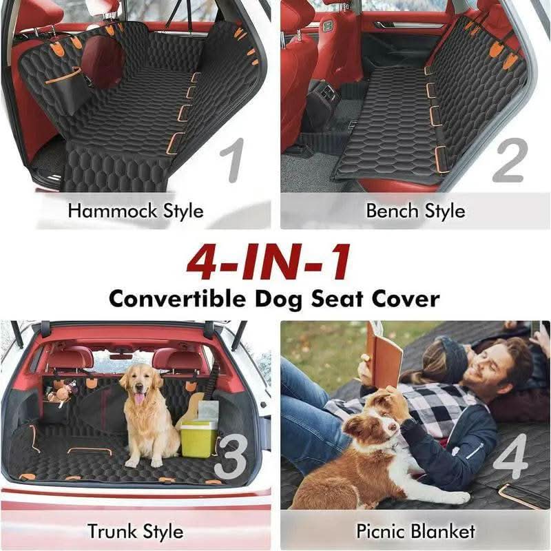[NEW!] Dog Car Seat Cover for Back Seat, 100% Waterproof Dog Hammock Scratchproof, 600D Nonslip with Mesh Window and Storage Pocket, Cars Trucks SUV