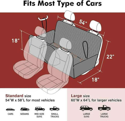 [NEW!] Dog Car Seat Cover for Back Seat, 100% Waterproof Dog Hammock Scratchproof, 600D Nonslip with Mesh Window and Storage Pocket, Cars Trucks SUV