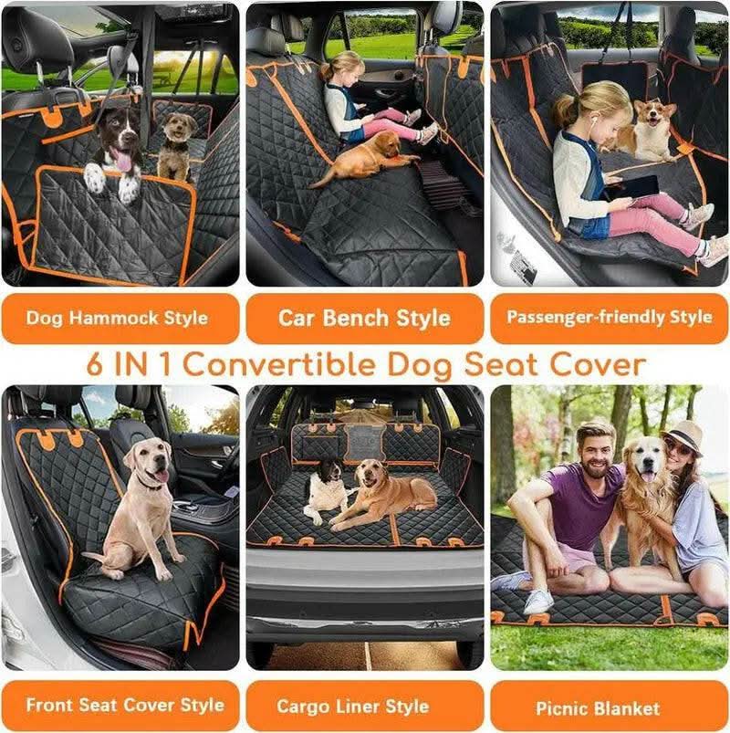 [NEW!] Dog Car Seat Cover for Back Seat, 100% Waterproof Dog Hammock Scratchproof, 600D Nonslip with Mesh Window and Storage Pocket, Cars Trucks SUV