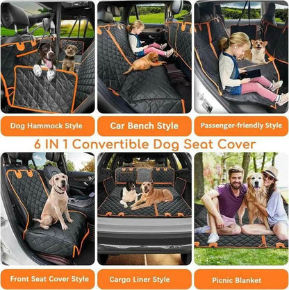 [NEW!] Dog Car Seat Cover for Back Seat, 100% Waterproof Dog Hammock Scratchproof, 600D Nonslip with Mesh Window and Storage Pocket, Cars Trucks SUV