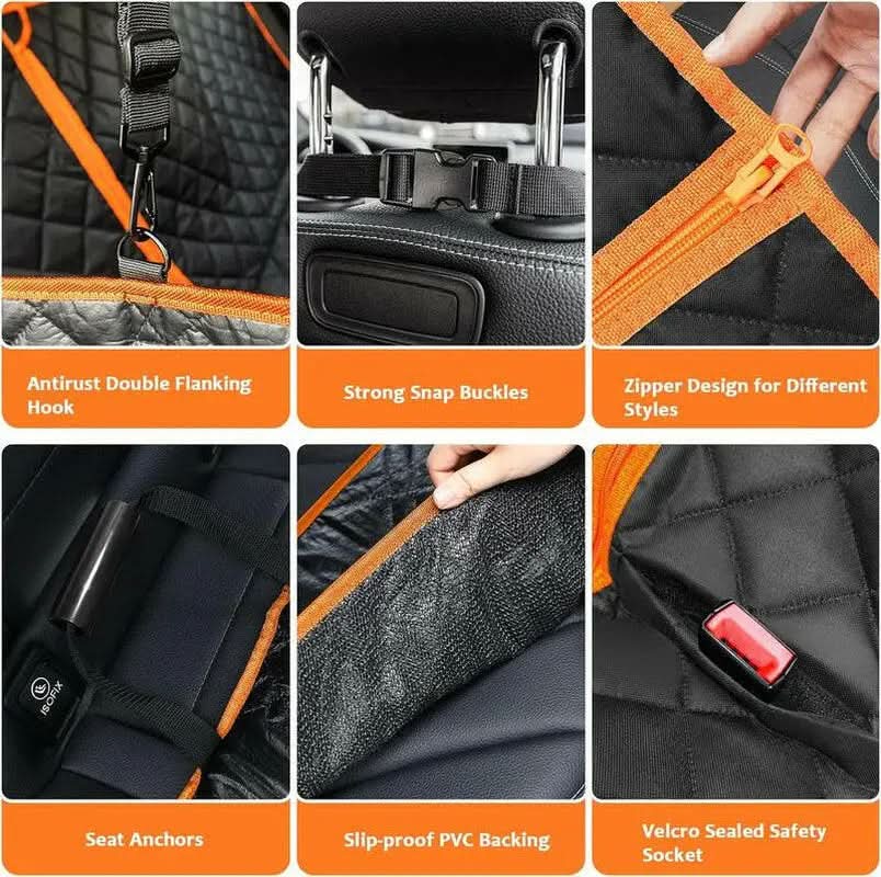 [NEW!] Dog Car Seat Cover for Back Seat, 100% Waterproof Dog Hammock Scratchproof, 600D Nonslip with Mesh Window and Storage Pocket, Cars Trucks SUV