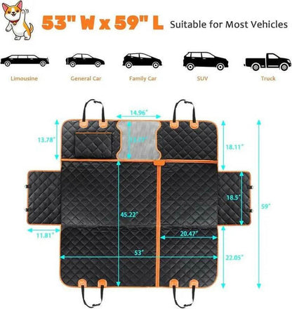 [NEW!] Dog Car Seat Cover for Back Seat, 100% Waterproof Dog Hammock Scratchproof, 600D Nonslip with Mesh Window and Storage Pocket, Cars Trucks SUV